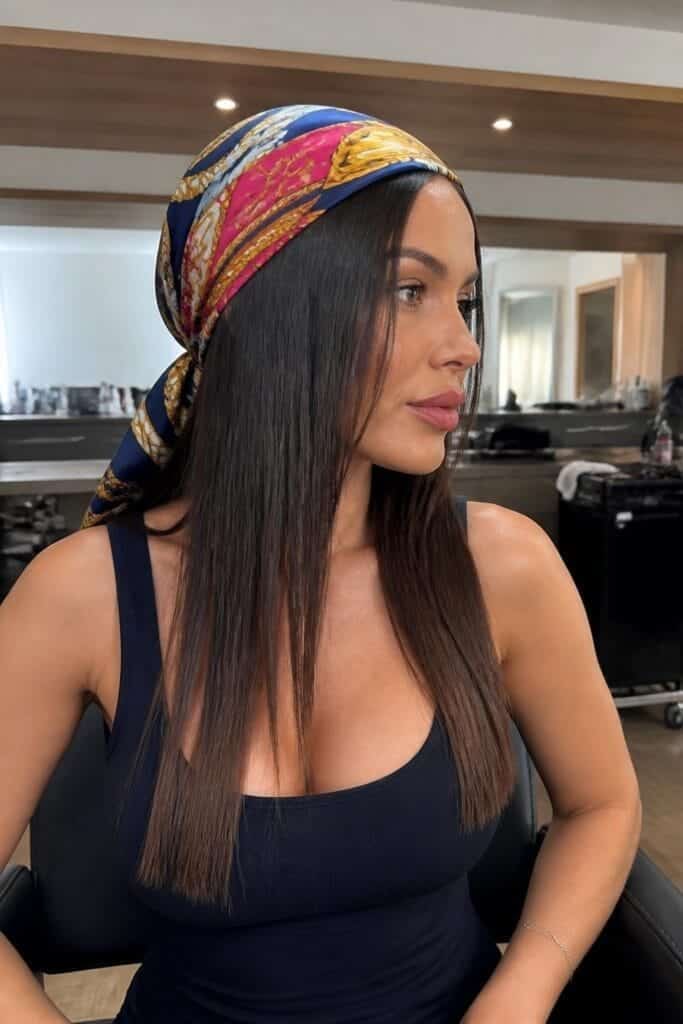 Straight Hair with a Scarf
