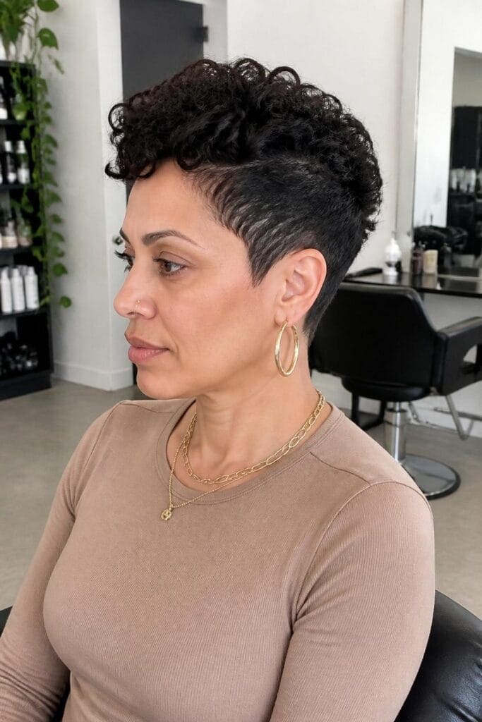 Tapered Cut with Curls on Top