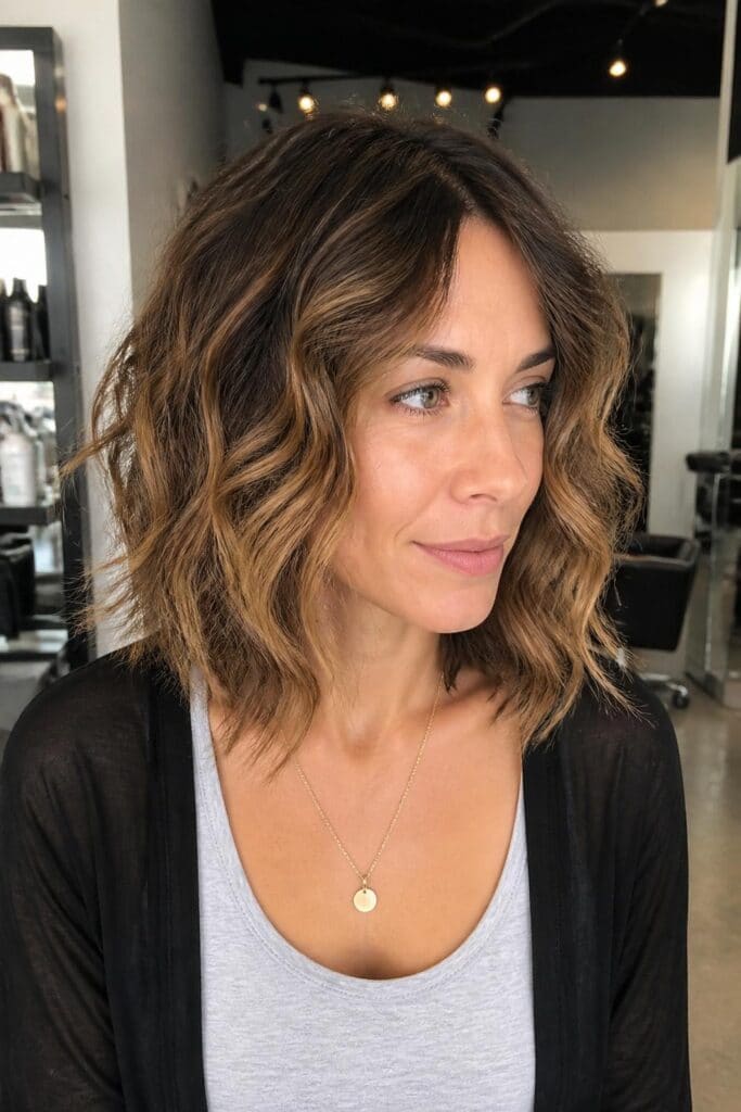 Textured Lob with Loose Curls