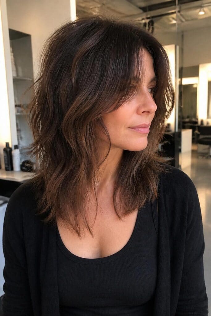 Textured Shag with Curtain Bangs