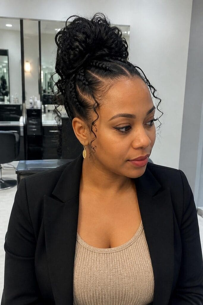 The Braided Curly Bun