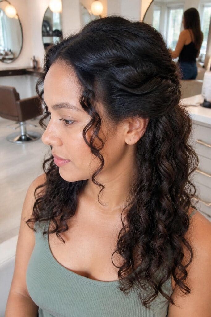 The Half-Up Curly Twist