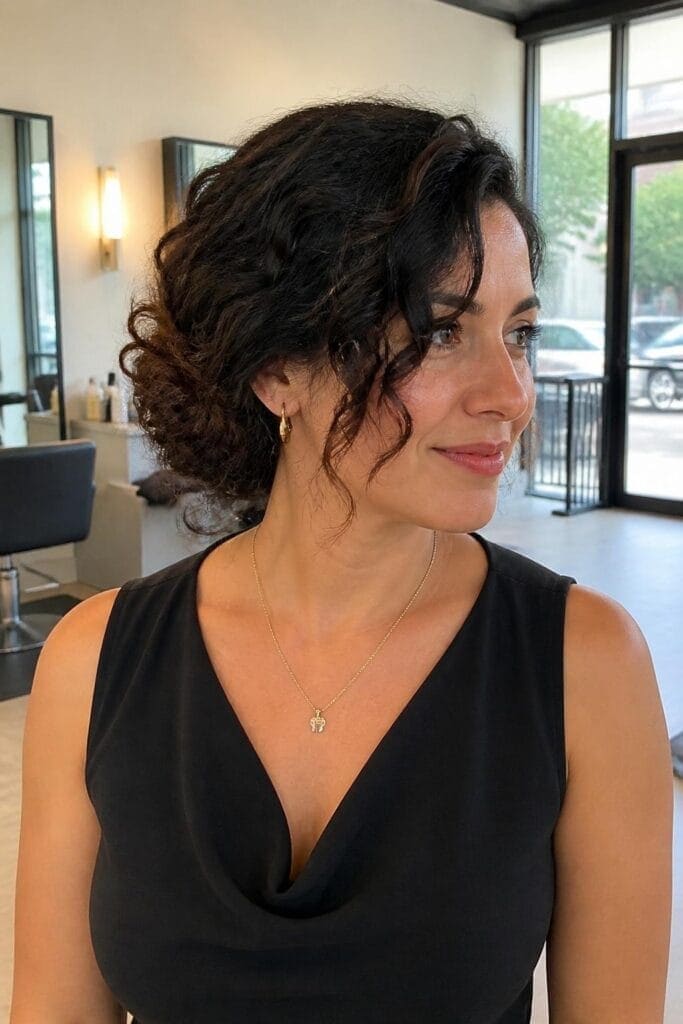 The Side Swept Curly Updo