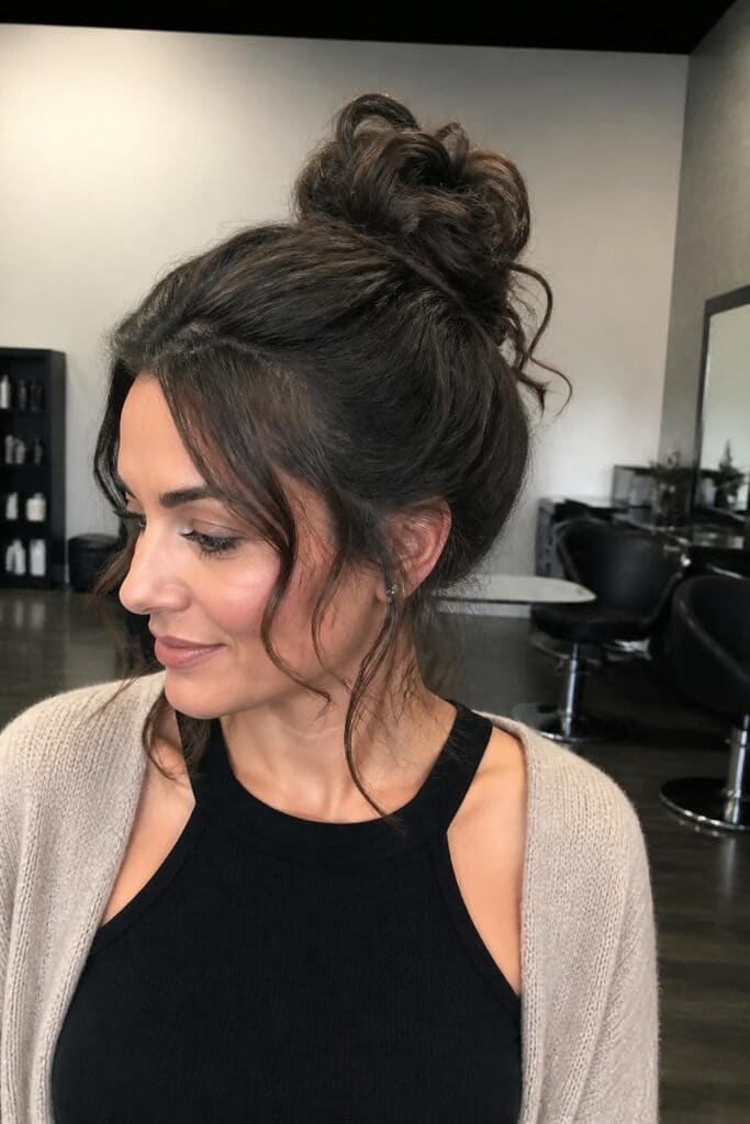 Top Knot with Wispy Curls