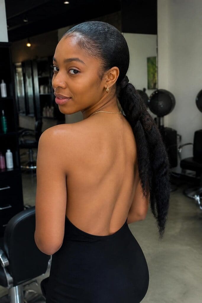 Twisted Curly Low Ponytail