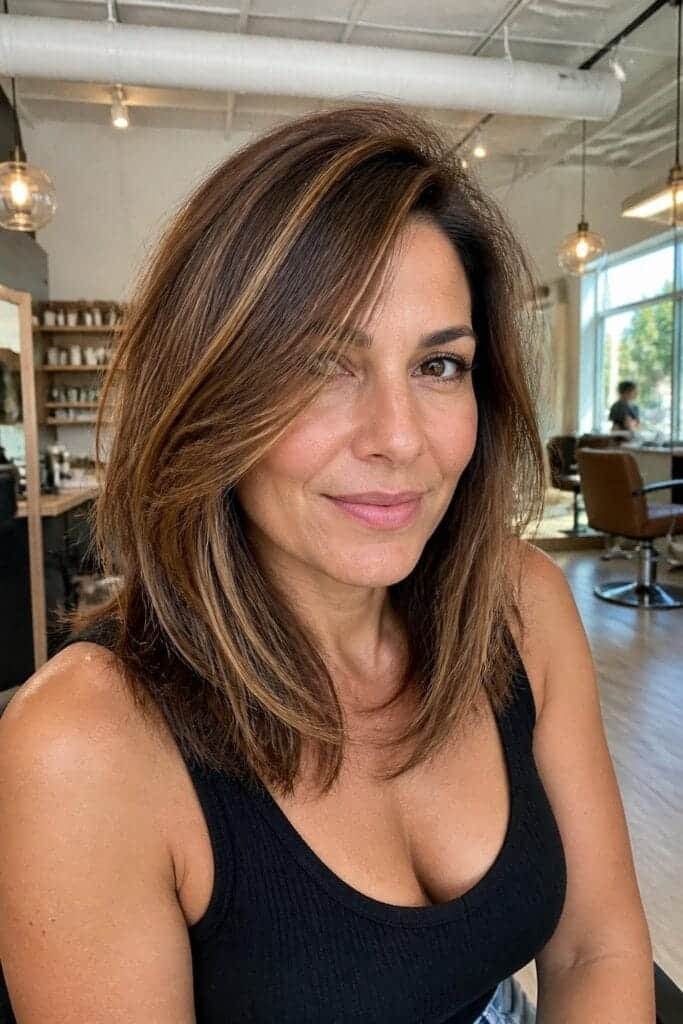 Warm Honey Ginger Highlights on Brown Hair