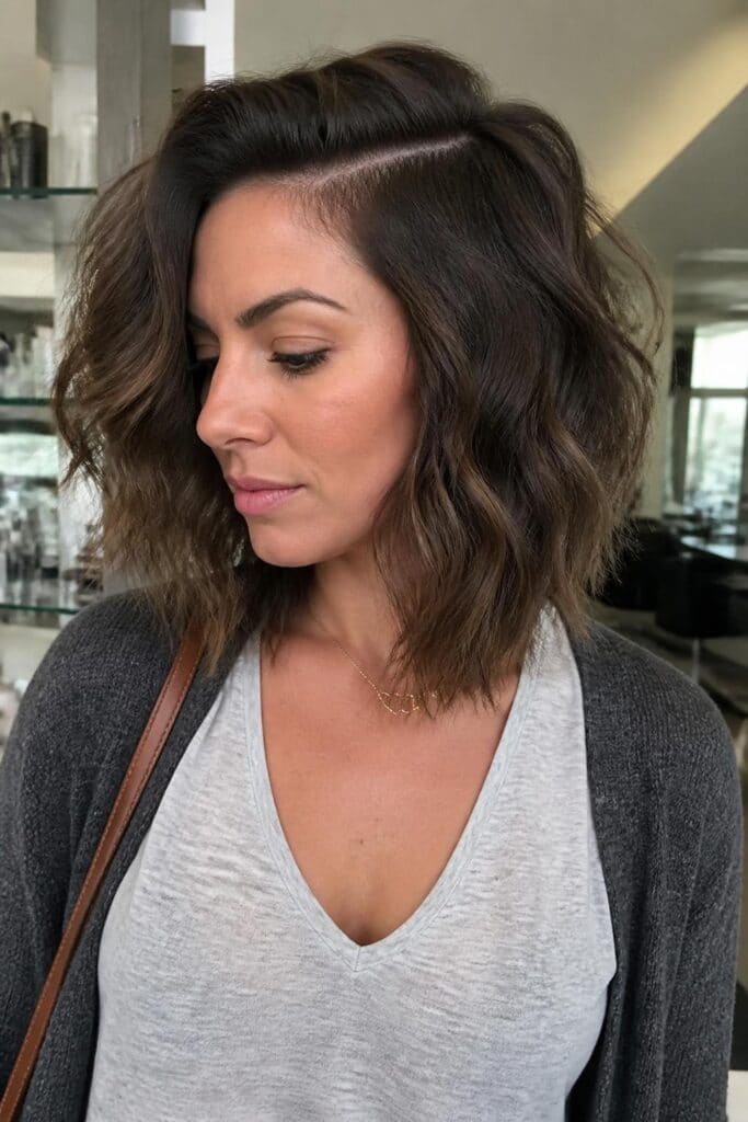 Wavy Lob with Deep Side Part