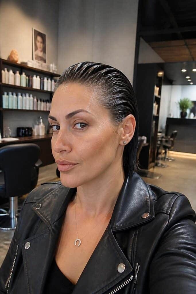 Wet Look Slicked Back