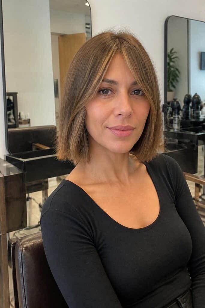 Wispy Curtain Bangs with a Bob