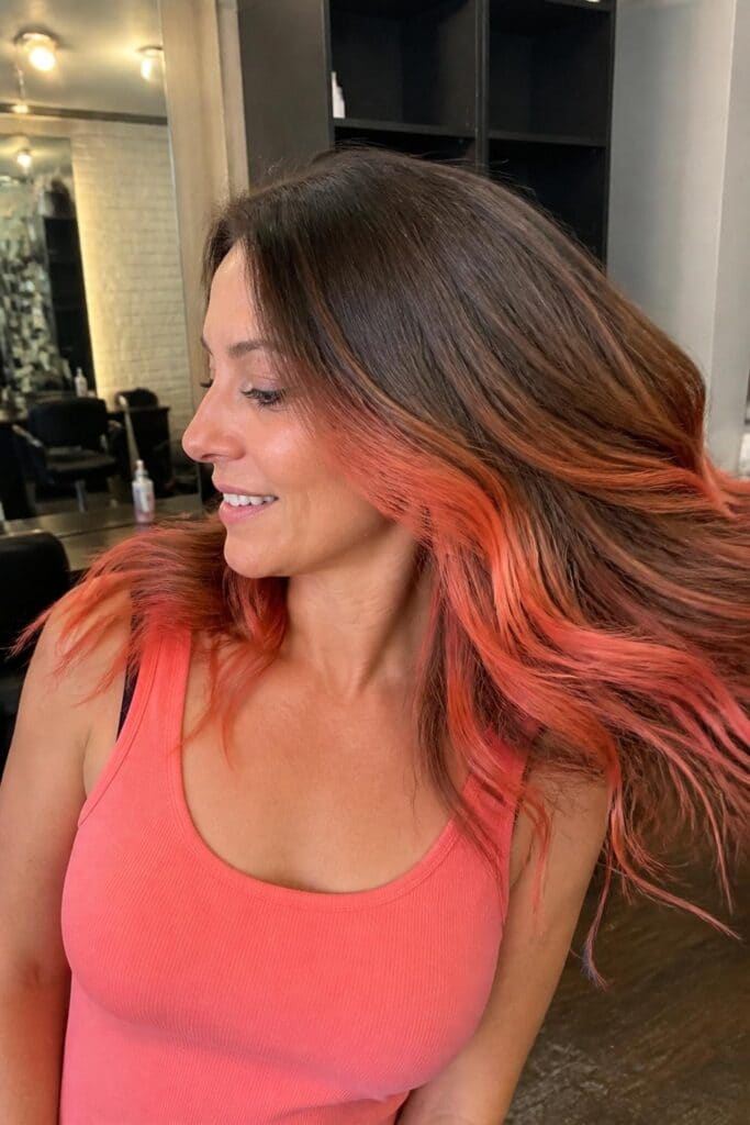 10. Coral Pink Peekaboo with Ombre
