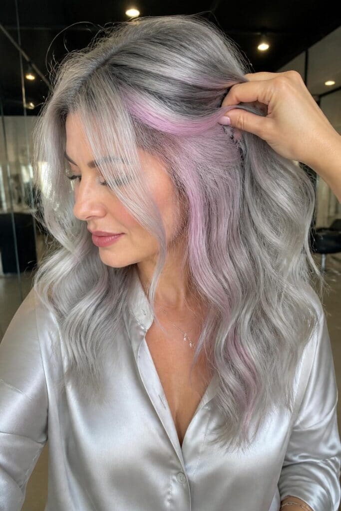 12. Lilac Pink Peekaboo with Silver
