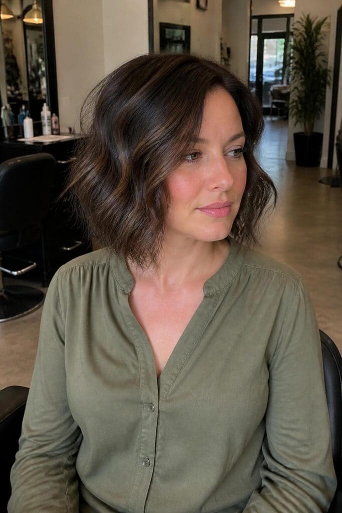 9. Wavy Bob with Textured Ends