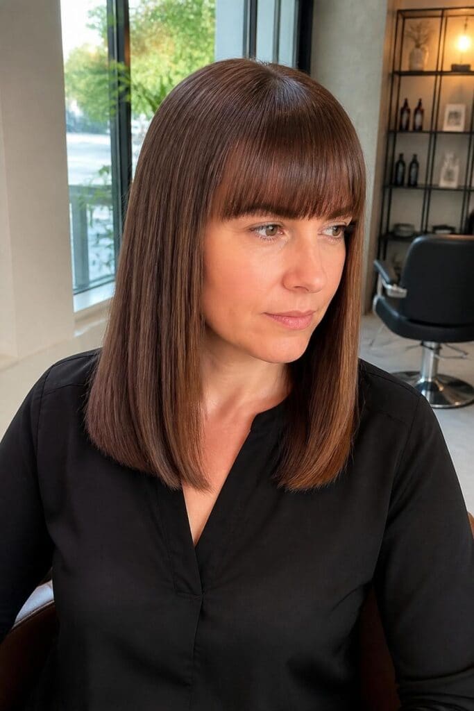 Blunt Bangs with a Shoulder-Length Bob