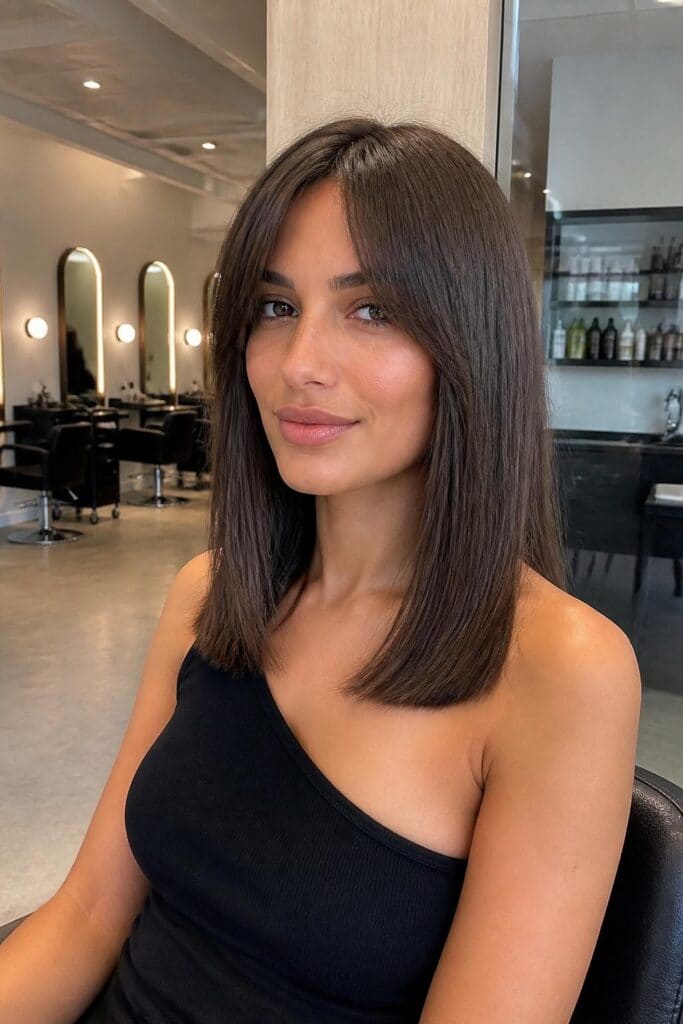 Blunt Cut with Soft Layers and Curtain Bangs