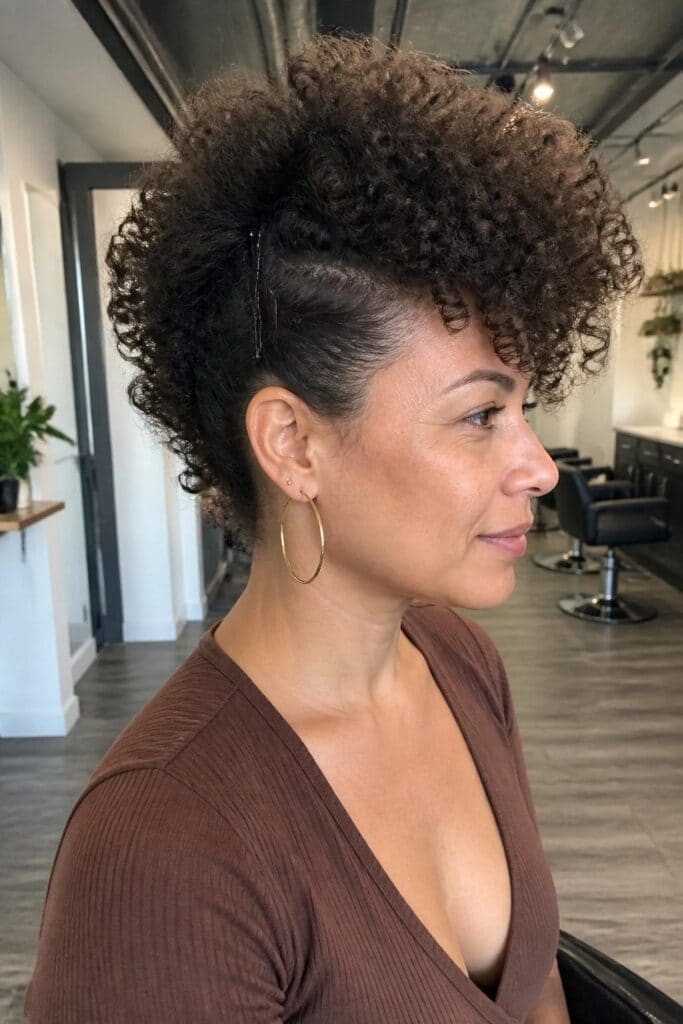 Curly Faux Hawk with Volume