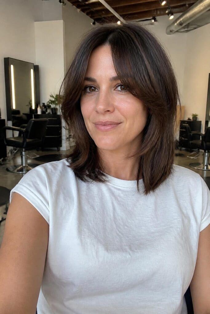 Curtain Bangs with Layered Lob