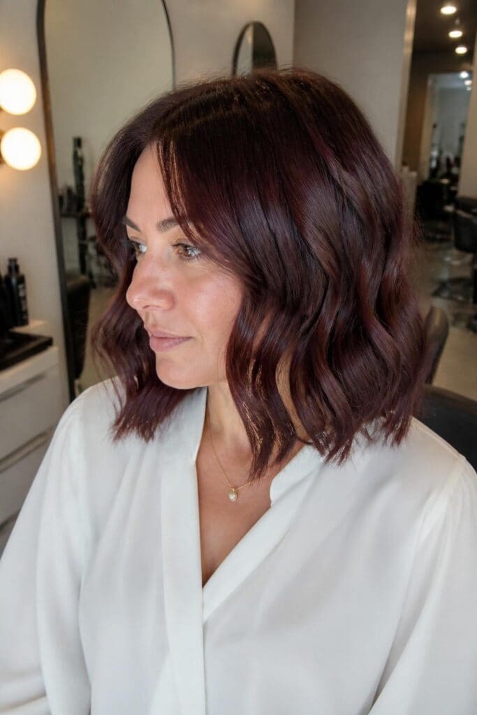 Dark Cherry Coke on Lob with Subtle Waves