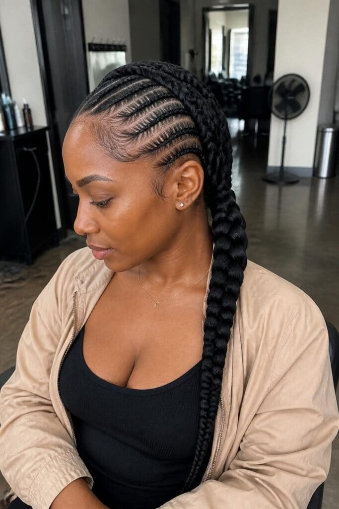 French Braid Ponytail with Cornrows