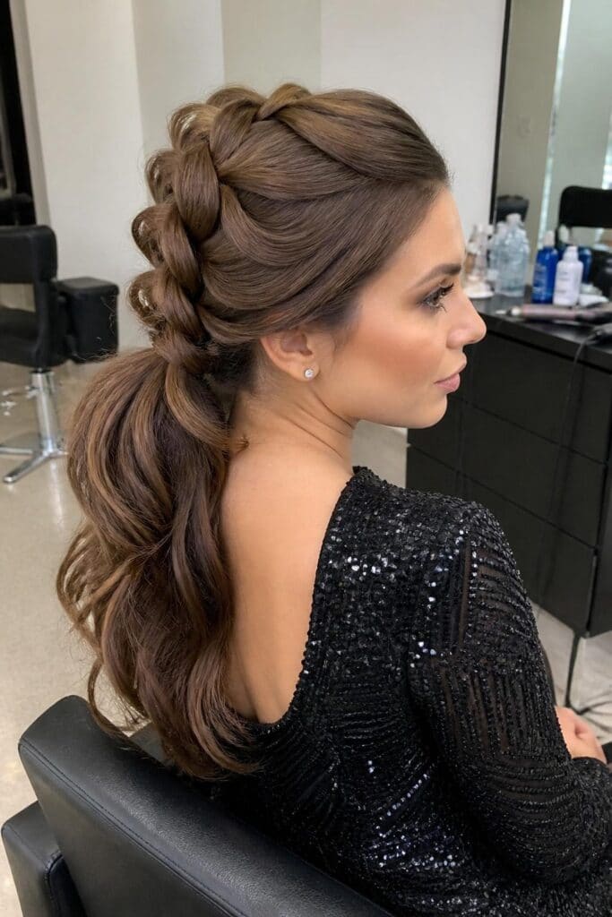 French Braid Ponytail with Volume