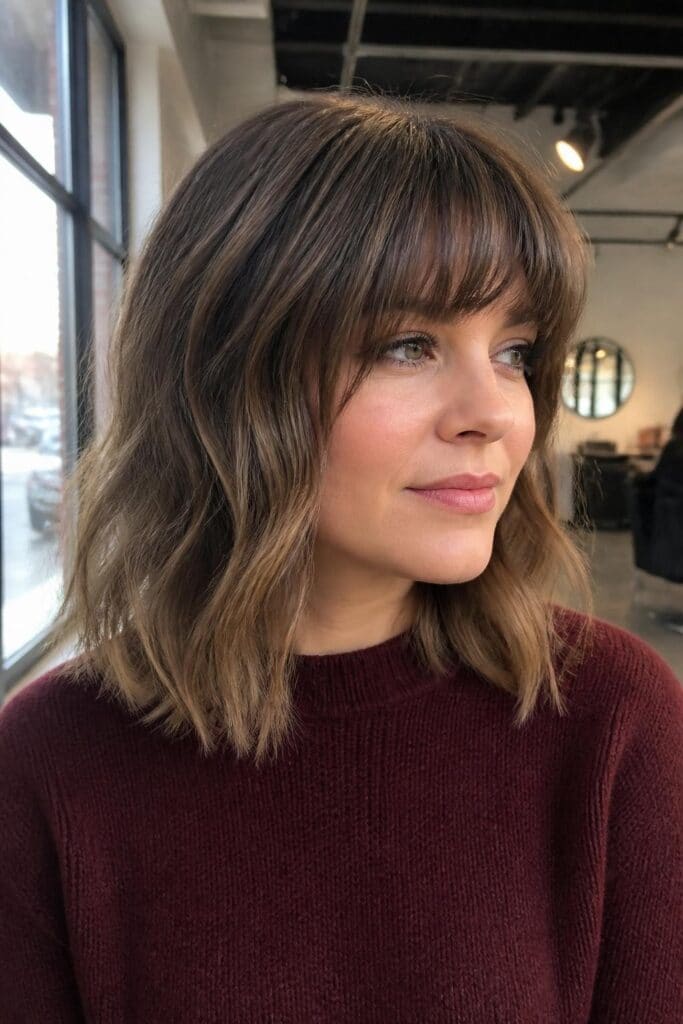 Fringe Bangs with a Textured Lob