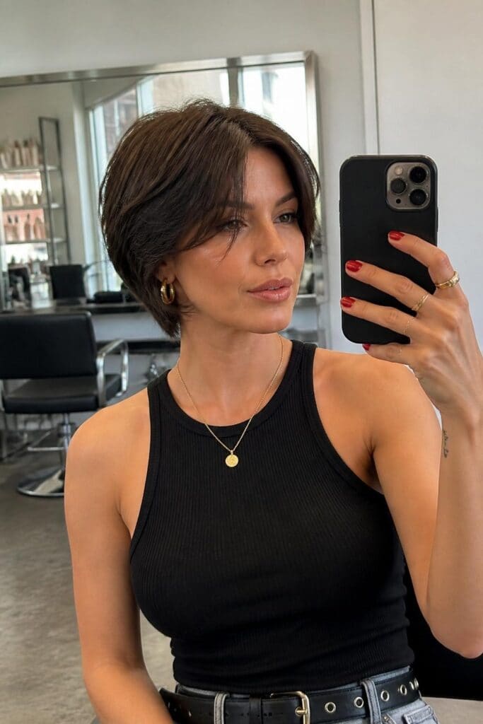 Long Pixie Bob with Curtain Bangs