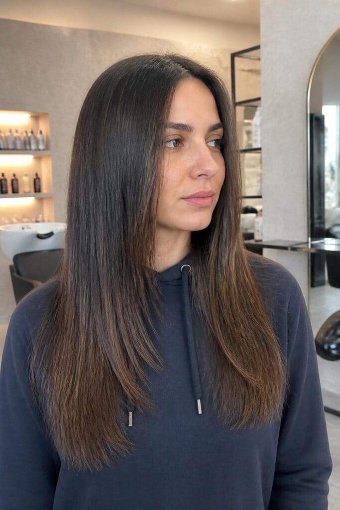 Long Straight Hair with Middle Part