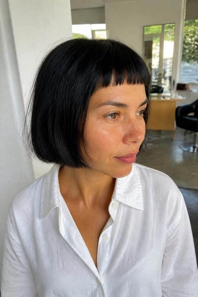 Micro Bangs with a Chin-Length Bob