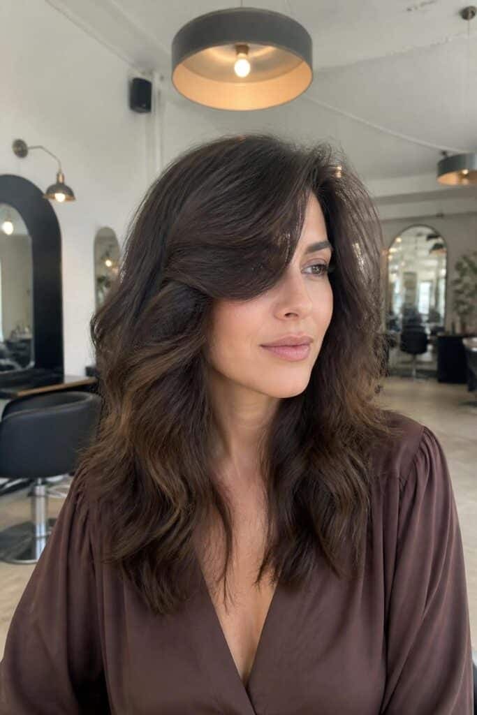 Oblong Face: Shag with Side Part and Soft Waves