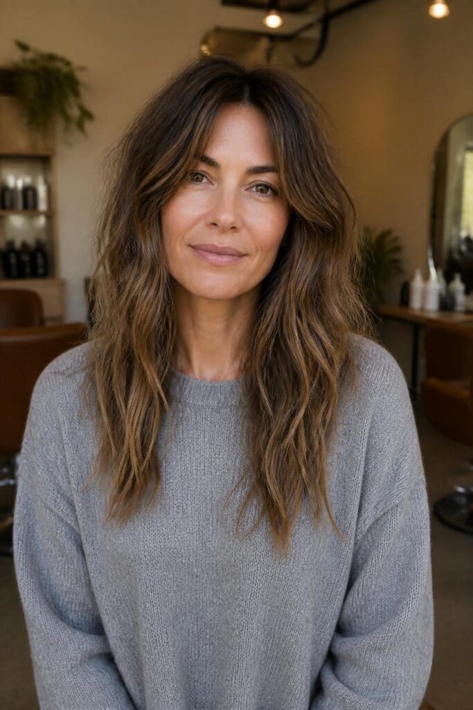 Oval Face: Shaggy Long Cut with Tousled Texture