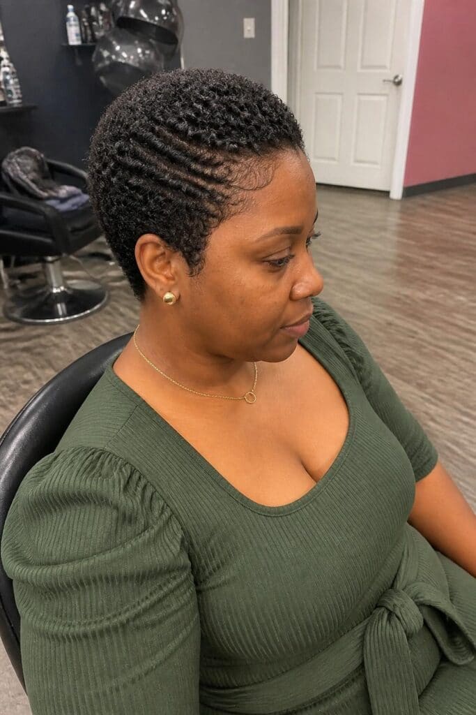 Short Afro with Defined Waves