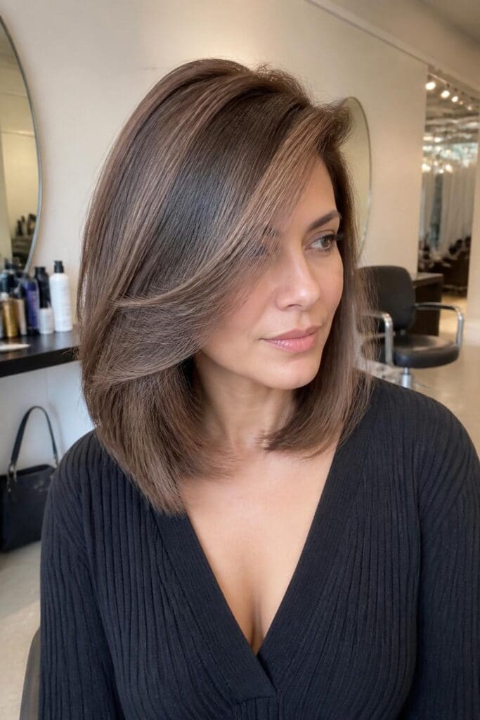 Shoulder-Length Layers with Side Part
