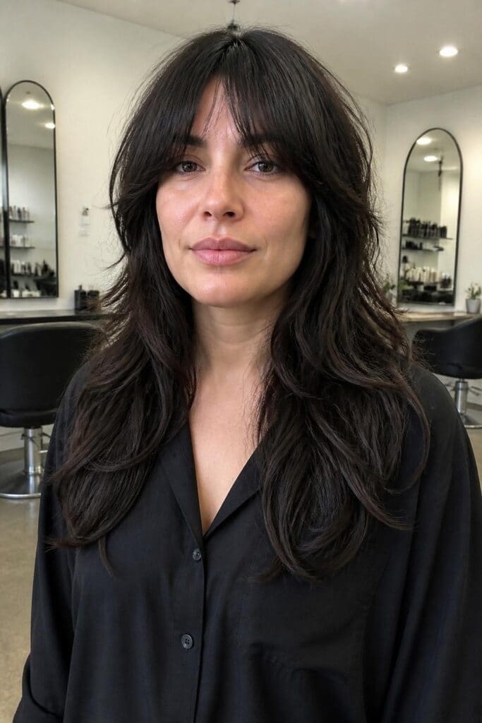 Square Face: Shaggy Long Cut with Soft Waves