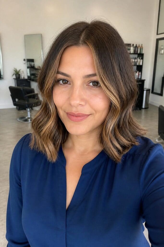 Wavy Lob with Middle Part