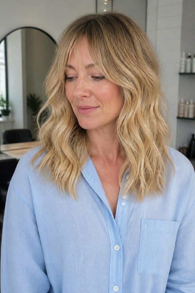 Wispy Bangs with Beachy Waves