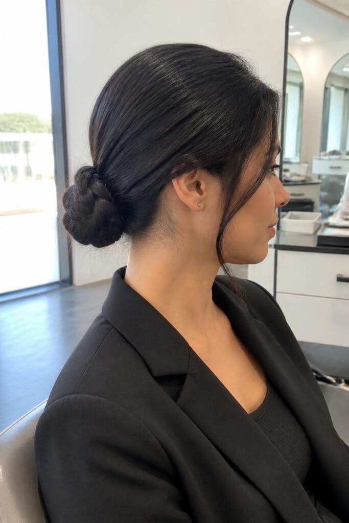 1. Sleek Low Braided Bun