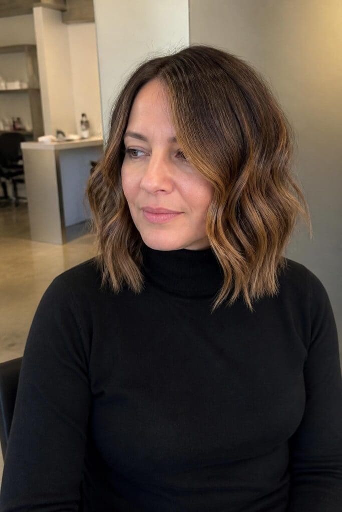 11. Caramel Highlights on a Lob