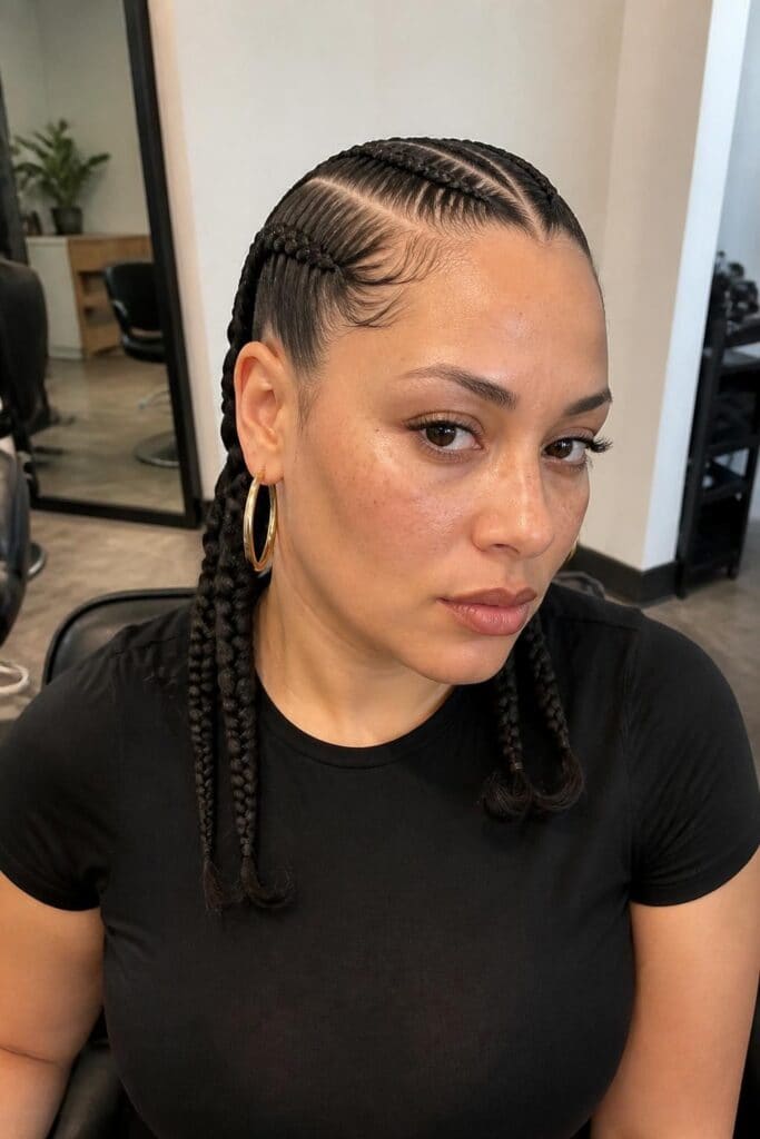 11. Cornrow Pigtails