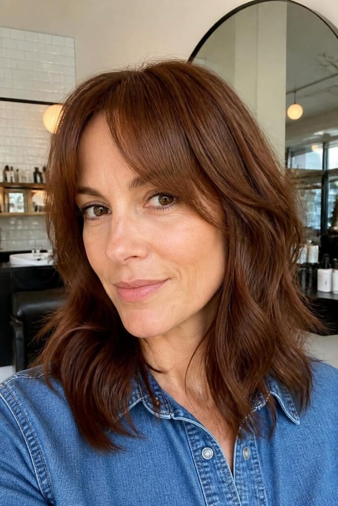 11. Medium Length With Bottleneck Bangs