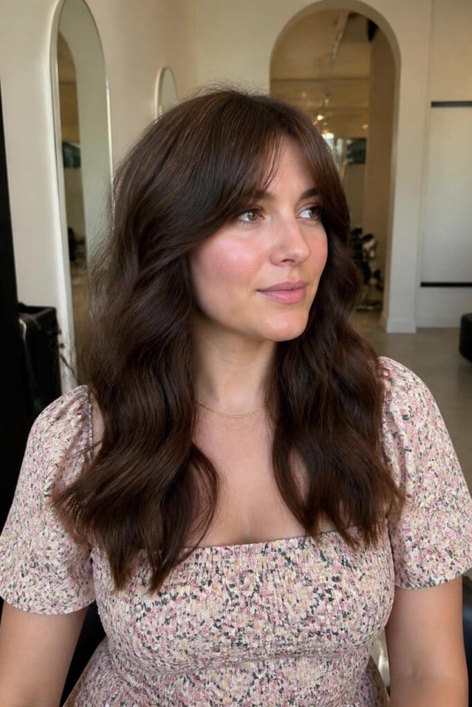 14. Soft Waves with Curtain Bangs