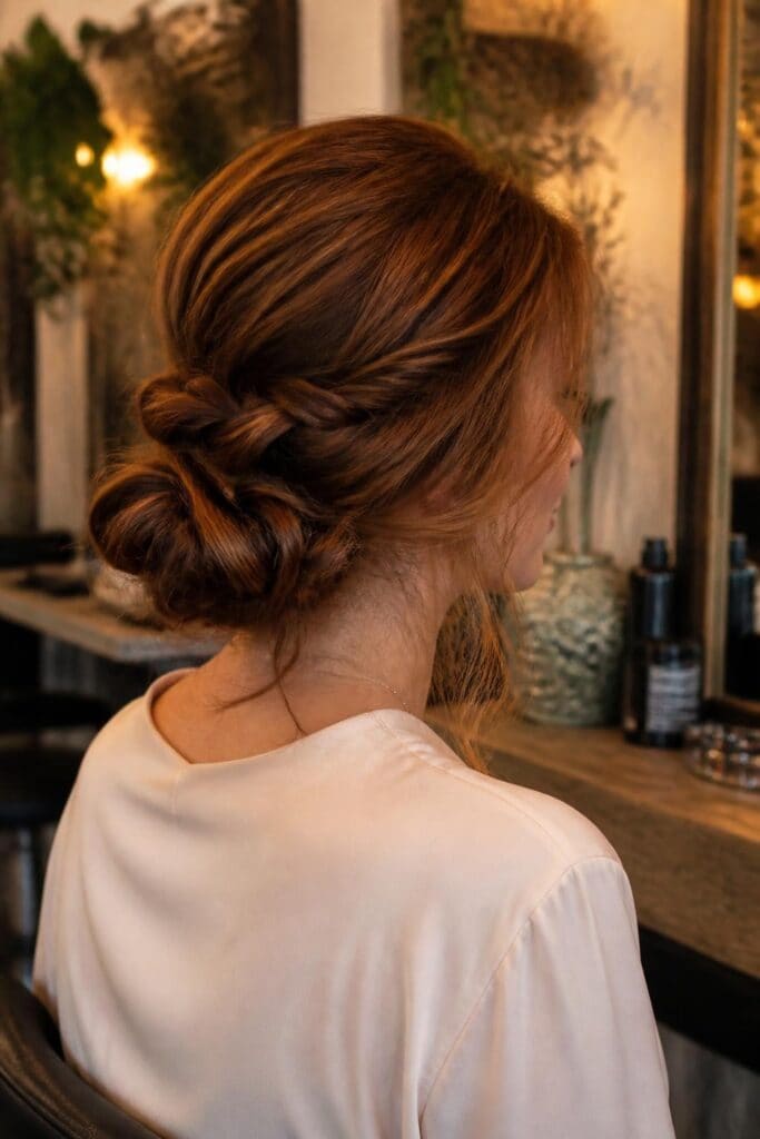 6. Braided Low Chignon