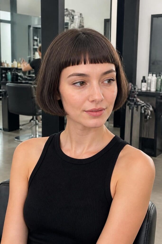 8. Blunt Cut with Micro Bangs