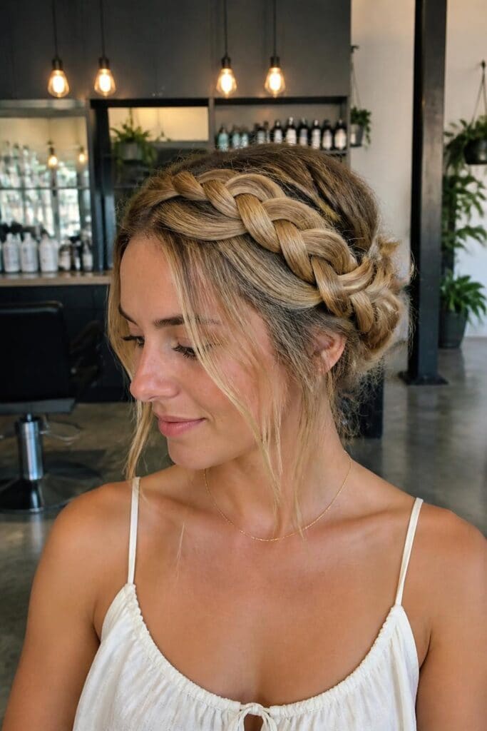 9. Braided Halo Updo