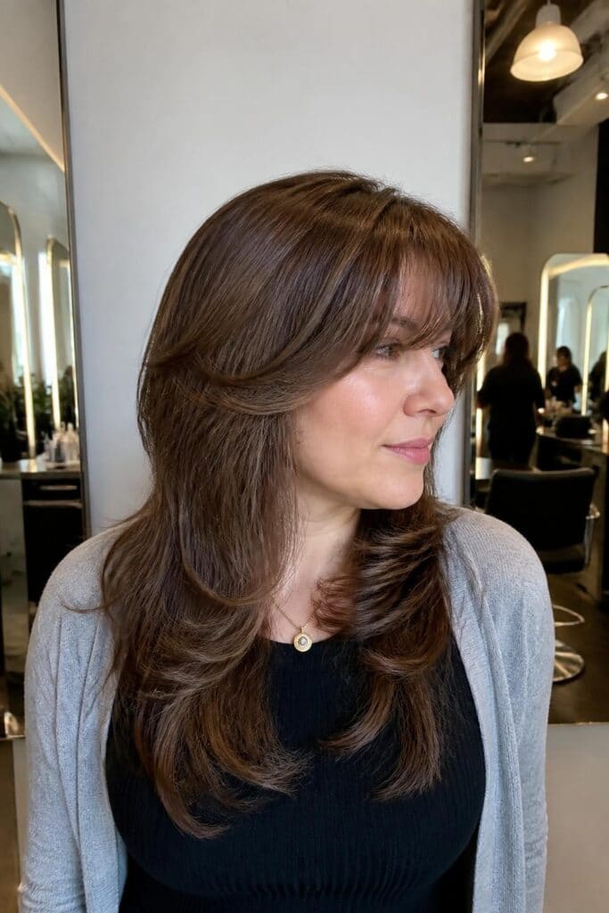 Angled Layers with Feathered Bangs