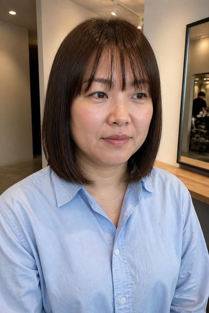Blunt Cut with Soft Wispy Bangs