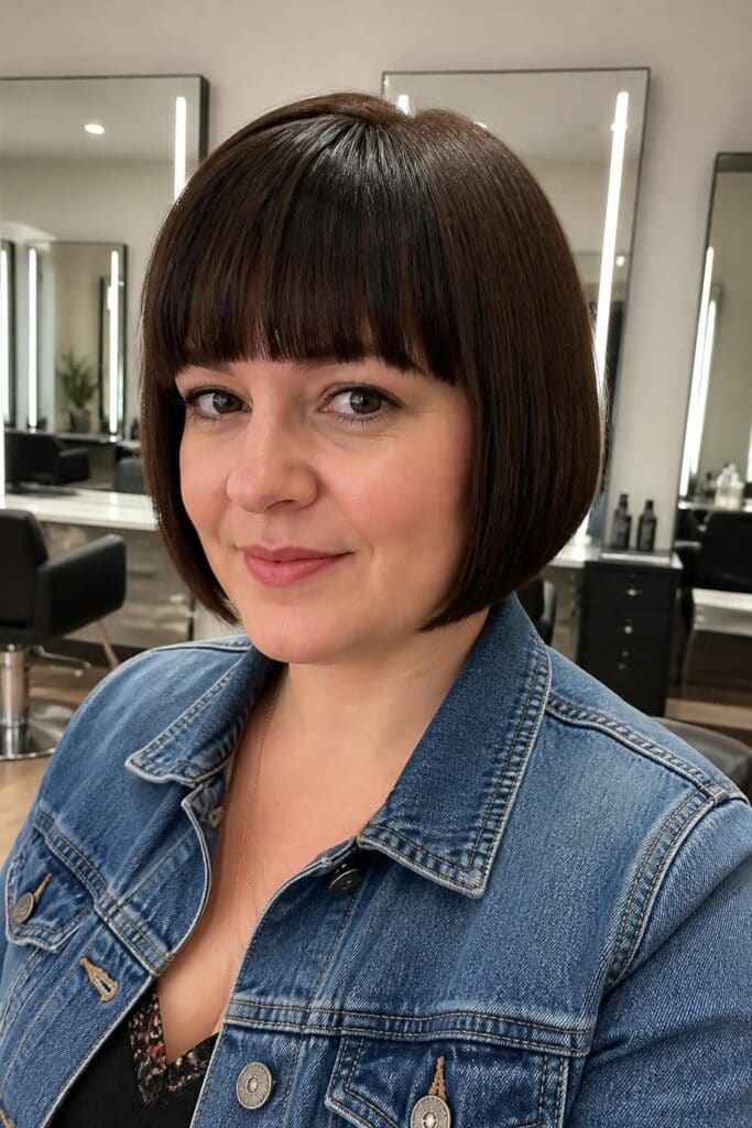 Chin Length Bob with Blunt Bangs