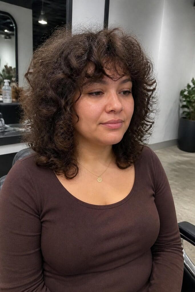 Curly Layered Cut with Fringe
