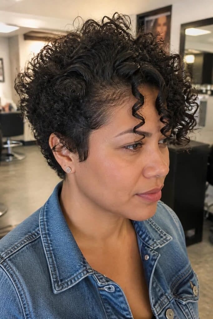 Curly Long Pixie with Volume