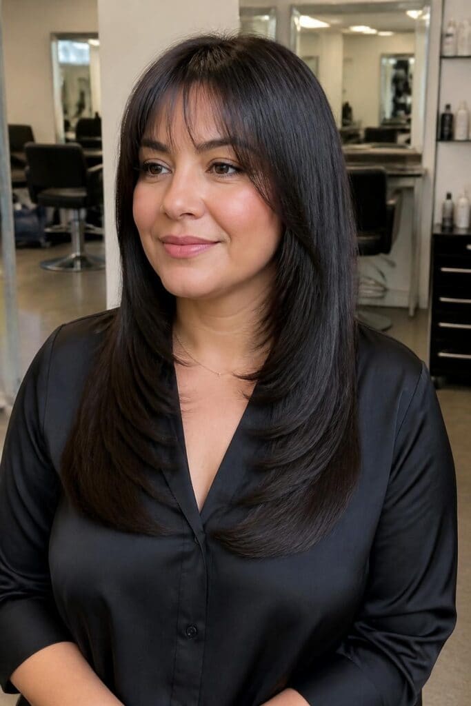 Face Framing Layers with Baby Bangs