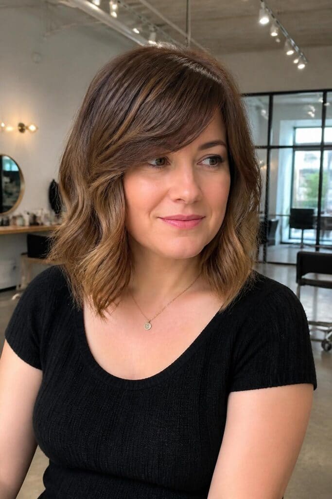 Lob with Side Swept Bangs