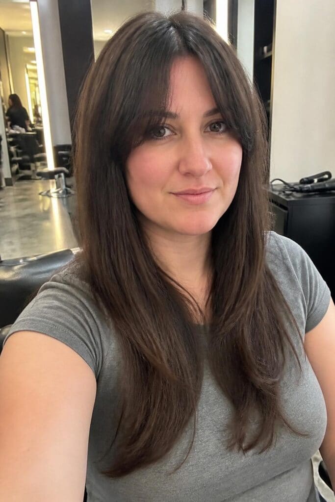 Long Hair with Bottleneck Bangs